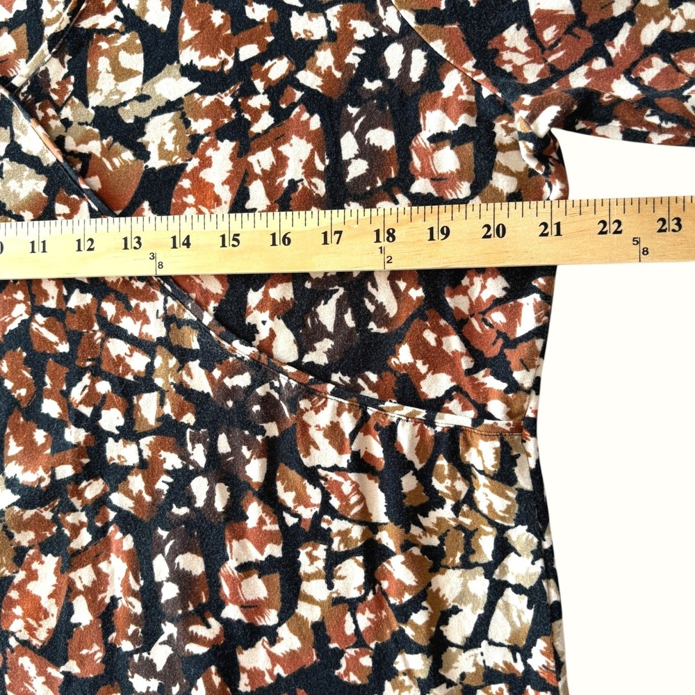 Ruby Rd Abstract Mosaic Faux Wrap Top XL 3/4 Sleeve Stretch Cotton Casual Boho - Picture 7 of 8